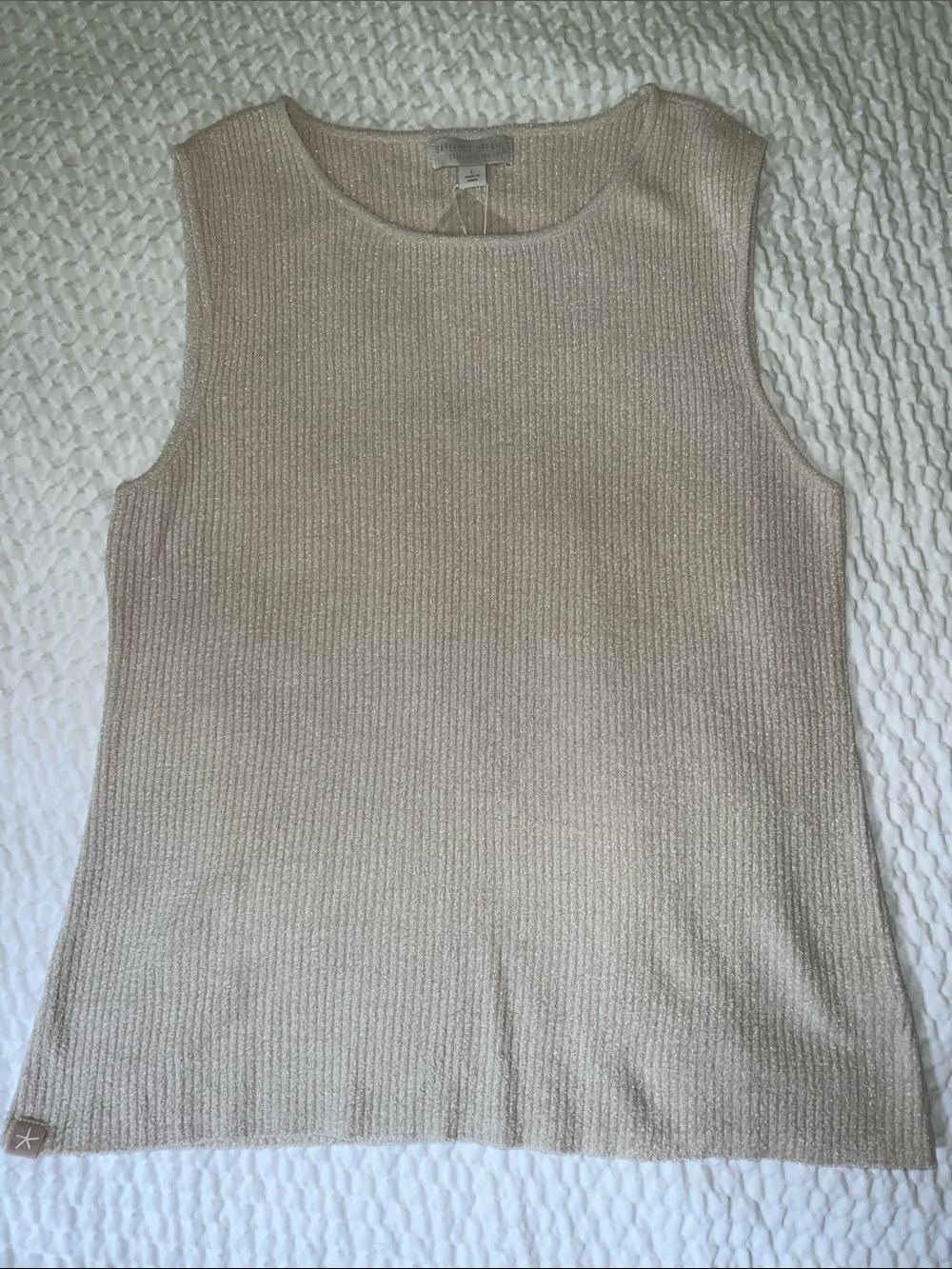 NEW BAREFOOT DREAMS COZY CHIC ULTRA LITE KNIT Ribbed Tank/Scallop Cropped Pant-L - Picture 3 of 7